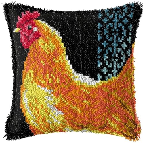 Knüpfhaken für Hühner, bedruckt, Leinwand, handgefertigt, Kissen, Häkelgarn, Stickerei, Haken, Riegel-Set, Kissenbezug, Weihnachten, Zuhause, Sofa, Dekoration, 43 x 43 cm Knüpfhaken für Hühner, bedruckt, Leinwand, handgefertigt, Kissen, Häkelgarn, Stickerei, Haken, Riegel-Set, Kissenbezug, Weihnachten, Zuhause, Sofa, Dekoration, 43 x 43 cm von Generic
