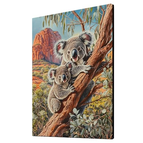 Koala Malen Nach Zahlen Erwachsene Tier Malen Nach Zahlen 70x95 cm DIY Basteln Erwachsene Klarheit Farbe Leinwan Bilder mit Acrylfarben Set 3 Typen Pinsel für Wanddeko Wohnzimmer, Geschenke 2YH-2897 von Generic