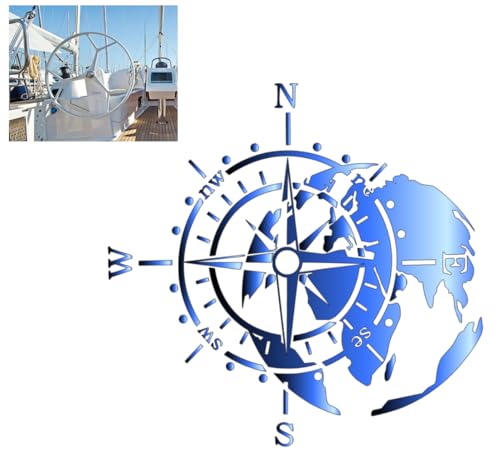 Kompass Aufkleber Kompassrose Aufkleber Windrose Aufkleber Navigation Aufkleber für Outdoor und Indoor (RP28) (9 cm blau) von Generic