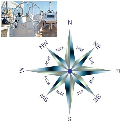 Kompass Aufkleber Kompassrose Aufkleber Windrose Aufkleber Navigations Aufkleber für Outdoor und Indoor (RP23/1) (6 cm) von Generic