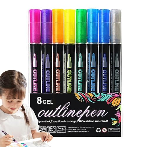 Konturenstifte – Glitzernde Textmarker, Schreibwarenmarker, Graffiti-Konturmarker, Glitzer-Stifte, Glitzer-Marker-Set, Metallic-Marker Konturenstifte – Glitzernde Textmarker, Schreibwarenmarker, Graffiti-Konturmarker, Glitzer-Stifte, Glitzer-Marker-Set, Metallic-Marker von Generic