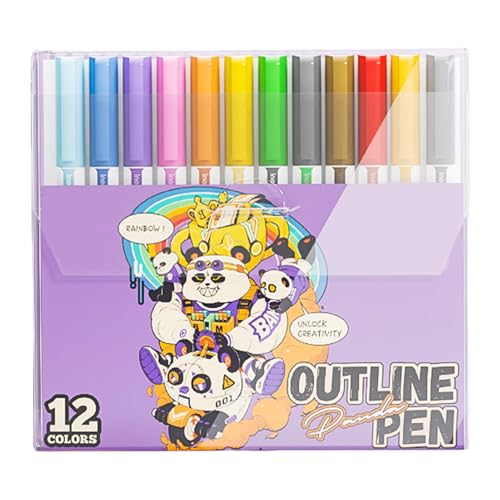 Konturmarker, Doppelkonturmarker, Glitzerstifte | Künstlerbedarf, kreative Marker zum Zeichnen von Kritzelkarten, Herstellung von Weihnachtskarten von Generic