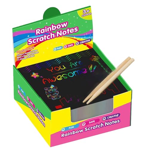 Kratz-Kunstpapier – schwarzes Kratzpapier, Zeichenbrett zum Basteln | Kratzblatt in Regenbogenfarben, Partyspiel-Bastelset, lustige Kunst für und Mädchen Kratz-Kunstpapier – schwarzes Kratzpapier, Zeichenbrett zum Basteln | Kratzblatt in Regenbogenfarben, Partyspiel-Bastelset, lustige Kunst für und Mädchen von Generic