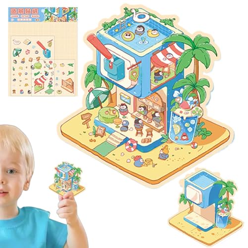 Kreative Miniatur-Hausaufkleber, Miniatur-Szene, Cartoon-Hausaufkleber, 3D-Effekt, Karikatur, Landschaftsgestaltung, Szenen für Erwachsene, Dekorationswerkzeug von Generic