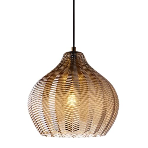Kreativer Lampenschirm aus Glas mit hoher Lichtdurchlässigkeit, französischer Retro-Stil, einköpfige Hängelampe mit E27-Sockel, dekorative Beleuchtungskörper für den Balkon von Küc von Generic