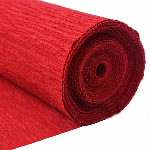Krepppapier für Handarbeit, Kunst, Seidenpapier, Blumendekoration, 250 cm Länge, Rot von Generic