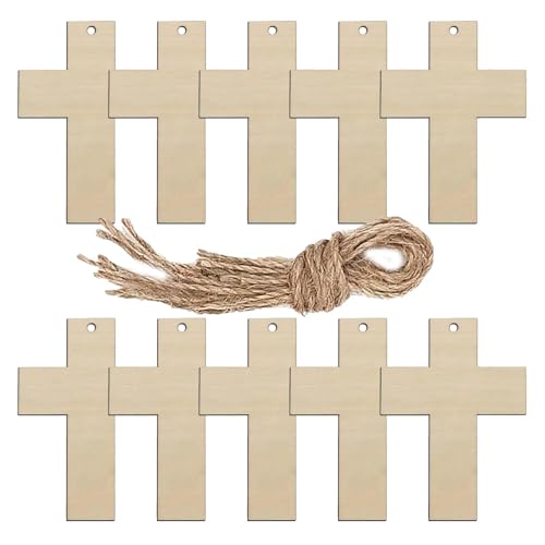 Kreuze aus Holz - 10 Stück Holzkreuze für Handwerk, Dekoration für Kleiderbügel, Holzkreuze für Handwerk, unfertige Kreuzform für malerische Dekorationen, perfekt für Veranstaltungen von Generic