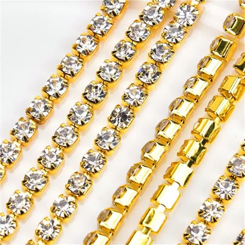 Kristall-Strass-Kette, zum Aufnähen, für Bastelarbeiten, Schmuck, Hochzeit, 4,5 m von Generic