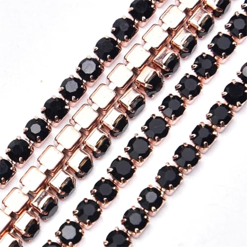 Kristall-Strass-Kette, zum Aufnähen, für Bastelarbeiten, Schmuck, Hochzeit, Schwarz, Champagner, 4,5 m von Generic