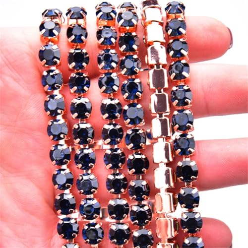 Kristall-Strass-Kette, zum Aufnähen, für Bastelarbeiten, Schmuck, Hochzeit, Tinte, Blau, Champagner, 4,5 m von Generic