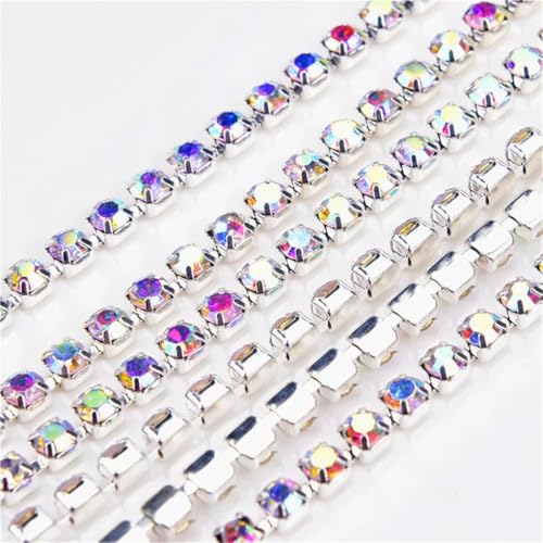 Kristall-Strass-Kette, zum Aufnähen, für Bastelarbeiten, Schmuck, Hochzeit, silberfarben, 4,5 m von Generic