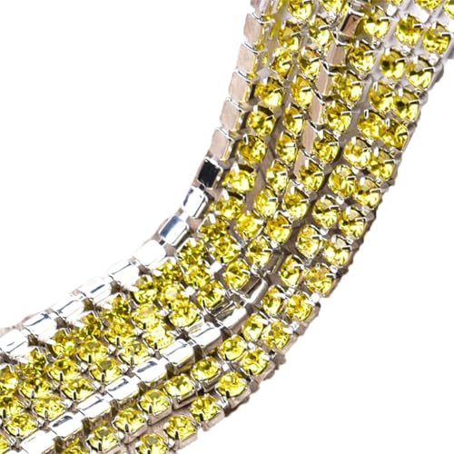 Kristall-Strass-Kette zum Aufnähen, für Bastelarbeiten, Schmuck, Hochzeit, Gelb, Silber, 91 cm von Generic