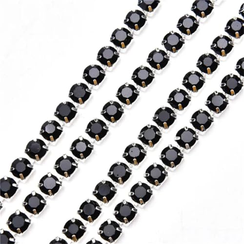 Kristall-Strass-Kette zum Aufnähen, für Bastelarbeiten, Schmuck, Hochzeit, Schwarz, Silber, 91 cm von Generic