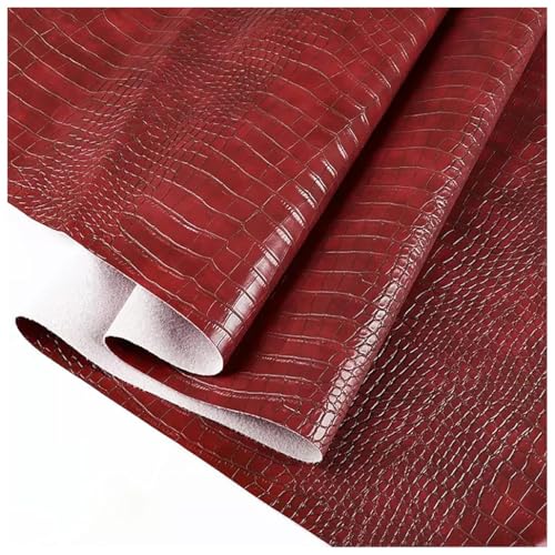 Krokodilmuster Kunstleder-Polsterstoff Meterware 138cm Breit Für Sofastuhl-Sitzbezug, Basteln, Taschen, Dekorationen (Color: Red,Size:1m/3.28ft)(Red,1.38X1m) von Generic