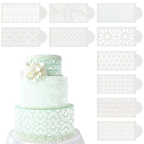 Kuchendekorationsschablonen, Blumenpflanzen, unregelmäßige Geometrie, Hochzeit, Zuckerguss-Schablone, Kuchenform für DIY, Buttercreme, Dekoration, Backzubehör (Stil 2) von Generic