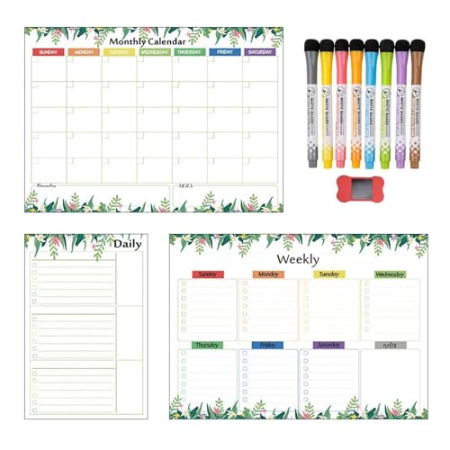 Kühlschrank-Kalender mit Magnet, magnetischer Familienkalender für die Planung, Set aus 3 Monatsplanern mit Markierungen und Radiergummi, Organisationstab, Wochenkalender, Pla Kühlschrank-Kalender mit Magnet, magnetischer Familienkalender für die Planung, Set aus 3 Monatsplanern mit Markierungen und Radiergummi, Organisationstab, Wochenkalender, Pla von Generic