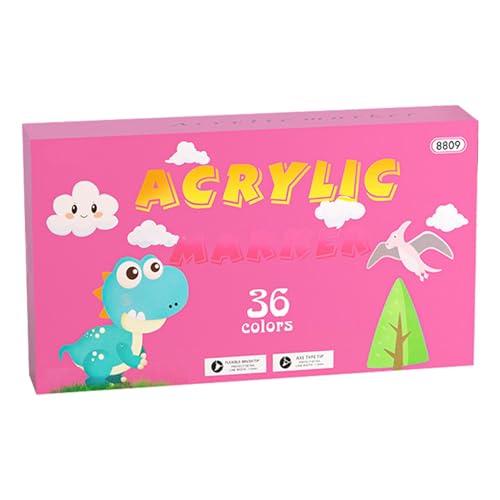 Künstlerischer Graffiti Marker für Kinder - Acrylstift für Kinder | Permanenter Acryllackstift 12/24/36 Farben | Wassermarker Graffiti Marker mit weicher Spitze A von Generic