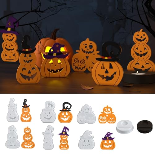 Kürbis Silikonform Halloween, 7 Stück Silikonformen Gießformen Halloween Kürbis Kerzenformen Zum Gießen Gießformen Silikon Helloween Kerzenform Giessformen Silikon für DIY Helloween Deko (A) von Generic