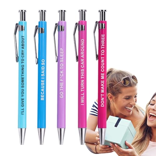 Kugelschreiber, glattes Schreiben, lustiges sarkastisches Stifte-Set, 5-teiliges Kugelschreiber-Set mit motivierenden Zitaten, Touchscreen mit Snarky-Zitaten für Erwachsene Kugelschreiber, glattes Schreiben, lustiges sarkastisches Stifte-Set, 5-teiliges Kugelschreiber-Set mit motivierenden Zitaten, Touchscreen mit Snarky-Zitaten für Erwachsene von Generic
