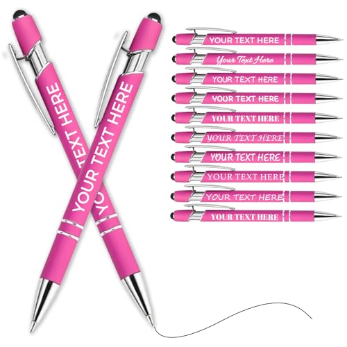 Kugelschreiber Personalisiert Mit Gravur,Personalisierte Kugelschreiber Mit Touchpen,Personalisierter Kugelschreiber Set,Kugelschreiber Hochwertig Mit Gravur(Hot Pink,50 stück) von Generic