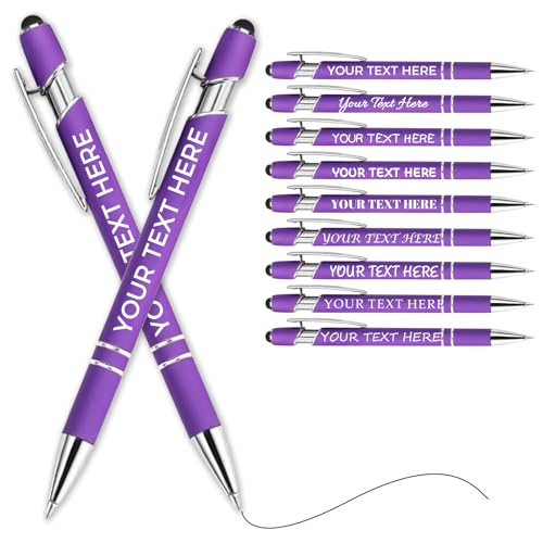 Kugelschreiber Personalisiert Mit Gravur,Personalisierte Kugelschreiber Mit Touchpen,Personalisierter Kugelschreiber Set,Kugelschreiber Hochwertig Mit Gravur(Lila,20 stück) von Generic