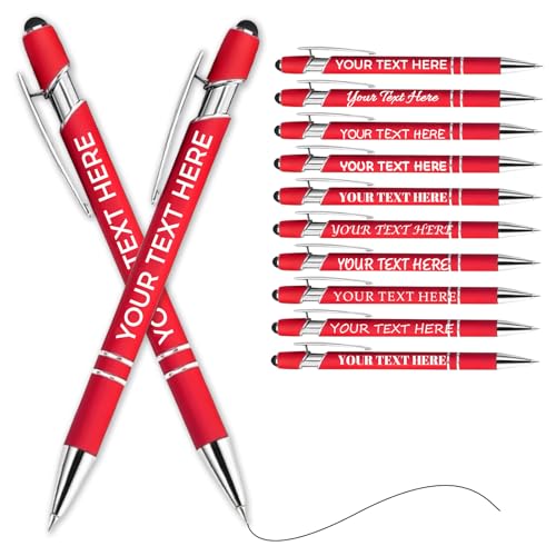 Kugelschreiber Personalisiert Mit Gravur,Personalisierte Kugelschreiber Mit Touchpen,Personalisierter Kugelschreiber Set,Kugelschreiber Hochwertig Mit Gravur(Rot,20 stück) von Generic