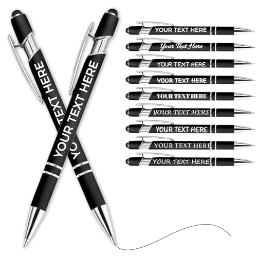 Kugelschreiber Personalisiert Mit Gravur,Personalisierte Kugelschreiber Mit Touchpen,Personalisierter Kugelschreiber Set,Kugelschreiber Hochwertig Mit Gravur(Schwarz,100 stück) von Generic