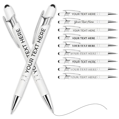 Kugelschreiber Personalisiert Mit Gravur,Personalisierte Kugelschreiber Mit Touchpen,Personalisierter Kugelschreiber Set,Kugelschreiber Hochwertig Mit Gravur(Weiß,100 stück) von Generic
