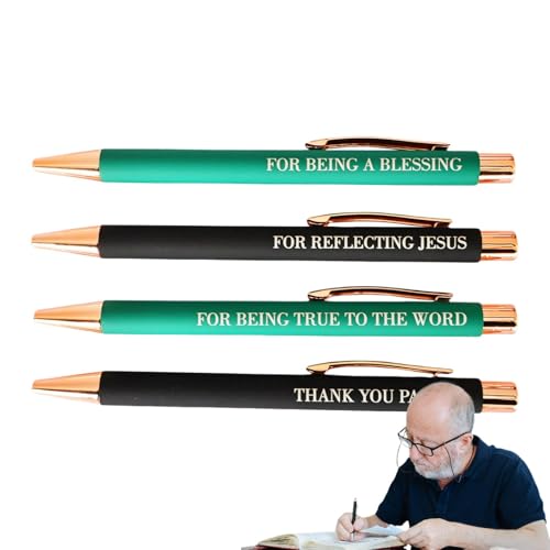 Kugelschreiber mit inspirierendem Zitat – schwarzer Kugelschreiber, einziehbarer Kugelschreiber, schwarzer Kugelschreiber, 4 Tintenroller mit inspirierenden Zitaten, religiöser Stift mit Dankeschön Pa Kugelschreiber mit inspirierendem Zitat – schwarzer Kugelschreiber, einziehbarer Kugelschreiber, schwarzer Kugelschreiber, 4 Tintenroller mit inspirierenden Zitaten, religiöser Stift mit Dankeschön Pa von Generic