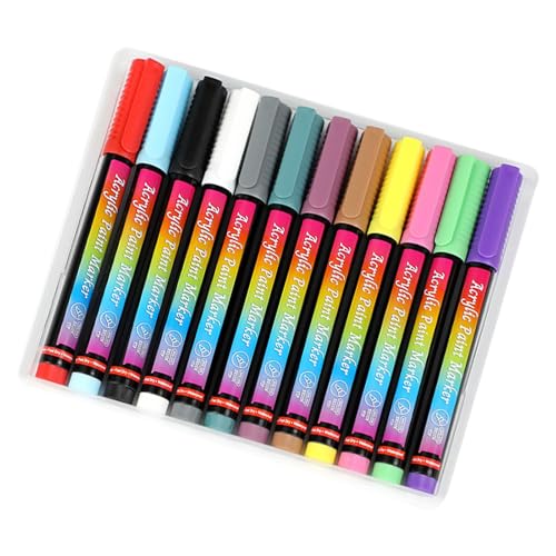 Kunst-Marker-Stifte-Set – Acrylfarben-Marker, Acryl-Marker, 12 Farben, Graffiti-Marker, Basteln, Acryl-Marker, Stifte, Stifte-Set für Kinder für Steinmalerei, Glas Kunst-Marker-Stifte-Set – Acrylfarben-Marker, Acryl-Marker, 12 Farben, Graffiti-Marker, Basteln, Acryl-Marker, Stifte, Stifte-Set für Kinder für Steinmalerei, Glas von Generic