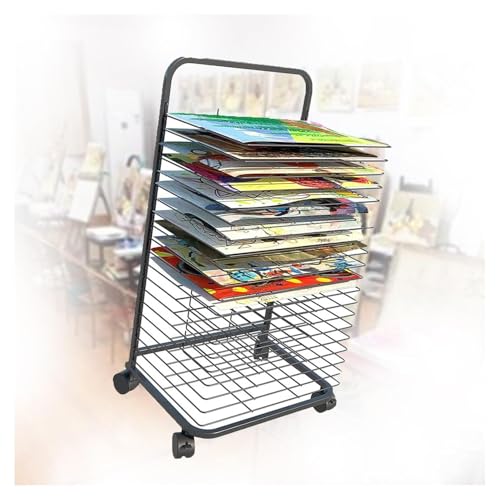 Kunst-Trockengestell mit 20 herausnehmbaren Regalen, tragbarer Kunstwerk-Organizer für Klassenzimmer, Studio, Zuhause, ideal für Zeichnungen und Poster von Generic