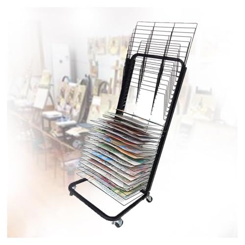 Kunst-Trockengestell mit 25 herausnehmbaren Regalen, tragbarer Kunstwerk-Organizer für Klassenzimmer, Vorschule, Zuhause, Studio – ideal für Kunst, Zeichnungen und Poster von Generic