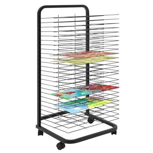 Kunst-Trockenständer, Mobiler Kunst-Trockenständer für Studios und Klassenzimmer, Metall-Organizer mit 25 Regalen, Ideal für Gemälde, Kunstaufbewahrung und effiziente Trocknungslösungen, B von Generic