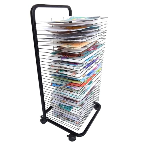 Kunst-Trockenständer, Mobiler Kunst-Trockenständer für Studios und Klassenzimmer, Metall-Organizer mit 25 Regalen, Ideal für Gemälde, Kunstaufbewahrung und effiziente Trocknungslösungen, B von Generic