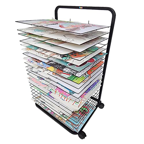 Kunst-Trockenständer, mobiler Kunst-Trockenständer – 25-lagiger Metalldraht-Organizer für Klassenzimmer und Atelier, Flexible Regale für Maltafeln, Drucke und Kunstwerke – Schwarz von Generic