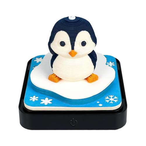 Kunstkalender 2025, reißbarer Pinguin-Notizkalender, Pinguin-Panorama-Papierskulptur, Notizblock mit LED-Licht, handreißbar, nicht klebrige Notizen, kreatives Papierskulpturhandwerk von Generic
