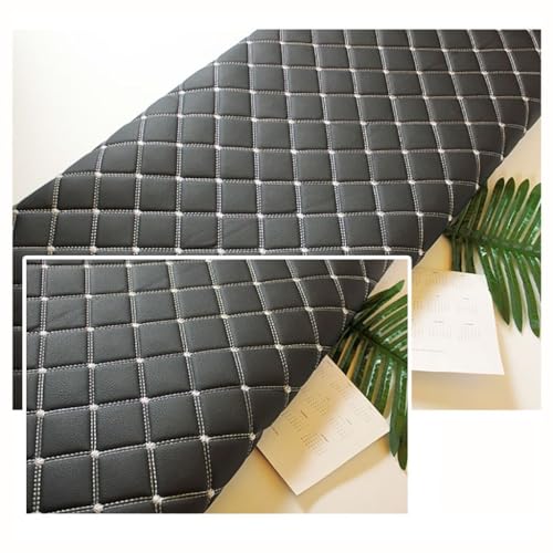 Kunstleder Gesteppt Kaschiert Leder Stoff Meterware Bezugsstoff Polsterstoff Lederoptik Für Handwerk DIY Nähen 1,6m Breit (Size: 1m/39.4inch)(Black (grey line),1.6x8m) von Generic