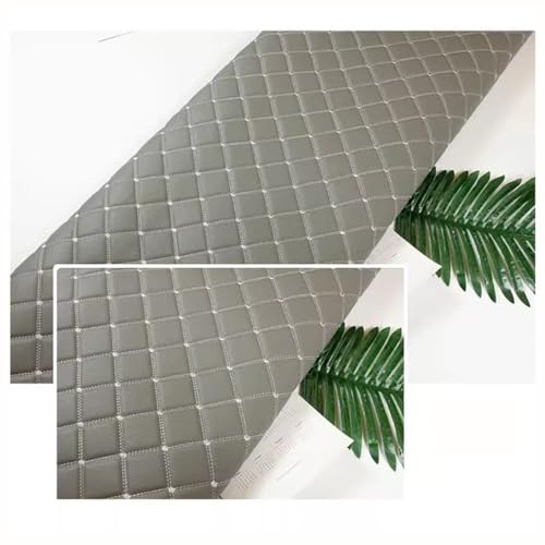 Kunstleder Gesteppt Kaschiert Leder Stoff Meterware Bezugsstoff Polsterstoff Lederoptik Für Handwerk DIY Nähen 1,6m Breit (Size: 1m/39.4inch)(Gray,1.6x8m) von Generic