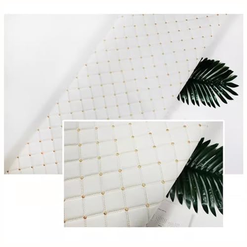 Kunstleder Gesteppt Kaschiert Leder Stoff Meterware Bezugsstoff Polsterstoff Lederoptik Für Handwerk DIY Nähen 1,6m Breit (Size: 1m/39.4inch)(White,1.6x1m) von Generic