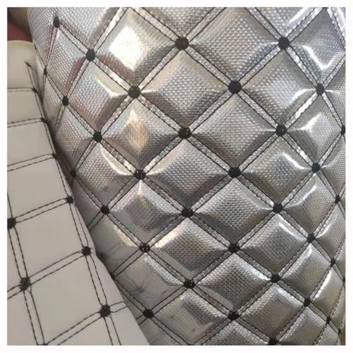 Kunstleder Gesteppt Kaschiert Meterware, Leder Polsterstoff Stoff Für Schrank Ledertasche Autositz Sofa Möbel Repara, Tiefviolett(Silver,1.4X10m) von Generic