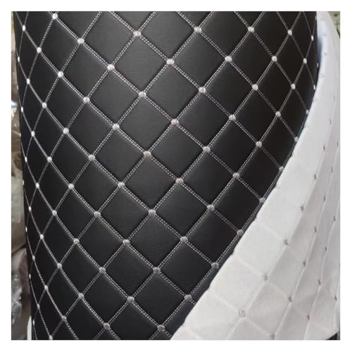 Kunstleder Gesteppt Kaschiert Meterware 160cm ×100cm, Leder Polsterstoff Stoff Für Schrank Ledertasche Autositz Sofa Möbel Repara(Black (grey line),1.6x6m) von Generic