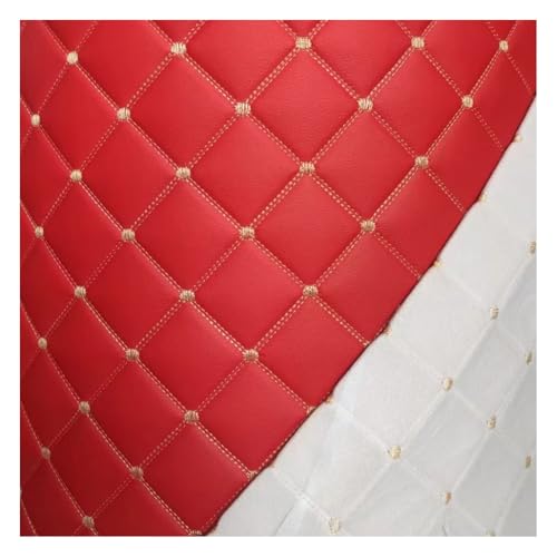 Kunstleder Gesteppt Kaschiert Meterware 160cm ×100cm, Leder Polsterstoff Stoff Für Schrank Ledertasche Autositz Sofa Möbel Repara, Schwarz (rote Linie)(Red,1.6x2m) von Generic