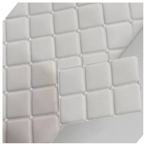 Kunstleder Gesteppt Kaschiert Meterware 63x39.4inch, Leder Polsterstoff Stoff für Schrank Ledertasche Autositz Sofa Möbel Repara(White,1.6x2m) von Generic