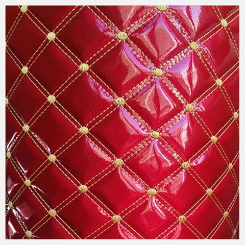 Kunstleder Gesteppt Kaschiert Meterware Leder Polsterstoff Stoff 140cm Weinrot(Red 2,1.4X2m) von Generic