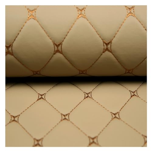 Kunstleder Gesteppt Meterware Polsterstoff Möbelstoff Kaschiert Leder Polsterstoff Stoff Kunstleder Polsterstoff Bezugsstoff Lederoptik(Beige,1.4X2m) von Generic