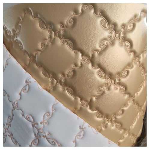 Kunstleder Lederkonzept Kunstleder Polsterstoff Gesteppt Kaschiert Meterware Möbelstoff Dekostoff(Dazzling Gold,1.38X7m) von Generic