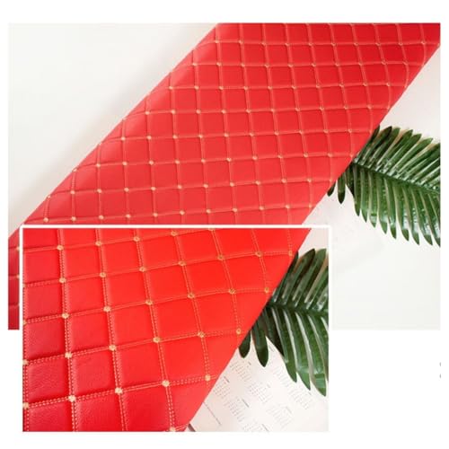 Kunstleder Lederkonzept Kunstleder Polsterstoff Gesteppt Kaschiert Meterware Möbelstoff Dekostoff(Red,1.6x15m) von Generic