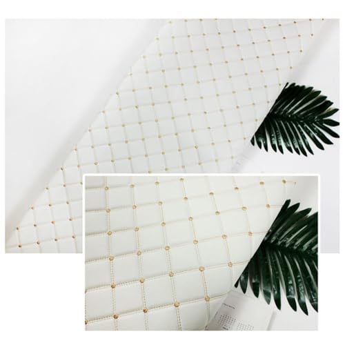 Kunstleder Lederkonzept Kunstleder Polsterstoff Gesteppt Kaschiert Meterware Möbelstoff Dekostoff(White,1.6x2m) von Generic
