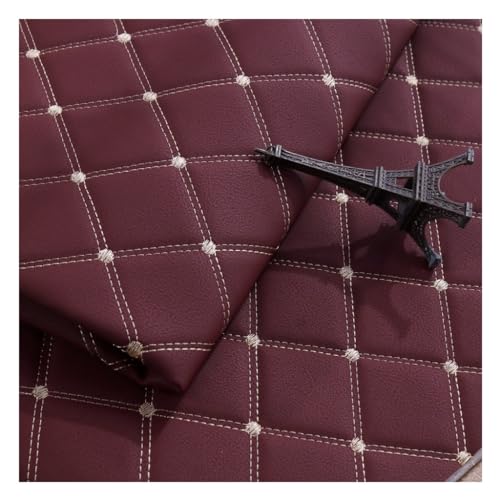 Kunstleder Lederkonzept Kunstleder Polsterstoff Gesteppt Kaschiert Meterware Möbelstoff Dekostoff(Wine red,1.4X1m) von Generic