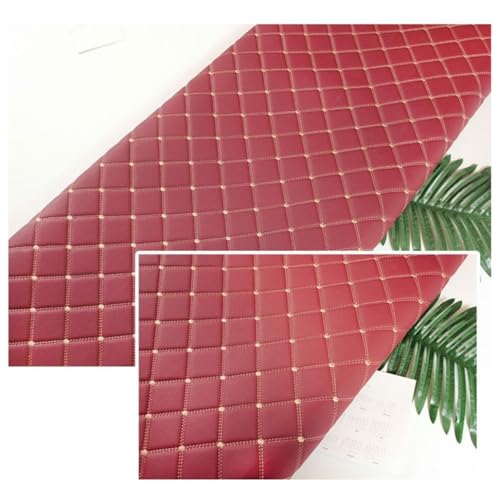 Kunstleder Lederkonzept Kunstleder Polsterstoff Gesteppt Kaschiert Meterware Möbelstoff Dekostoff(Wine red,1.6x20m) von Generic